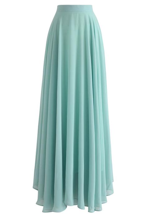 Timeless Favorite Chiffon Maxi Skirt In Mint