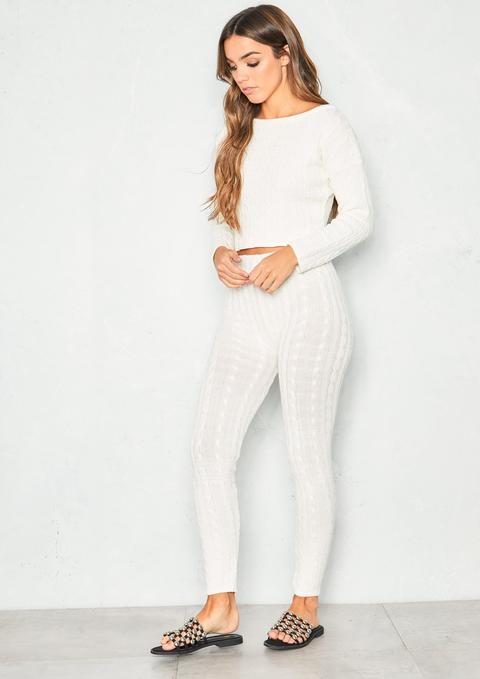 cream cable knit loungewear set