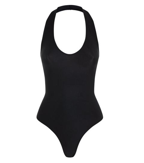 Black Slinky Halterneck Bodysuit New Look