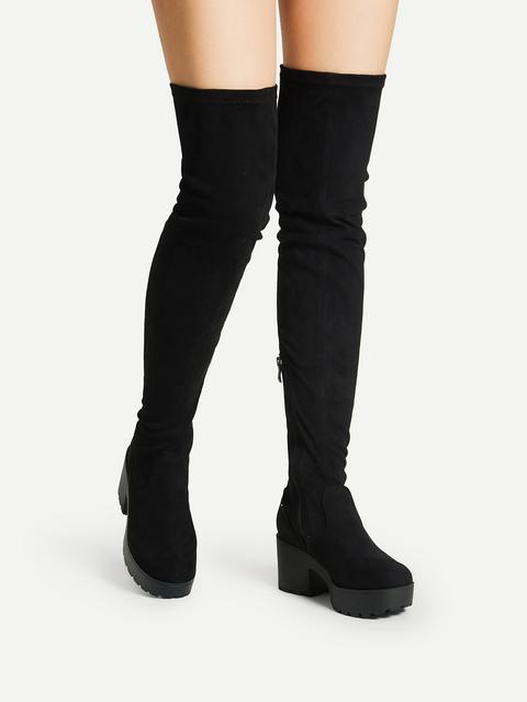 Side Zipper Over Knee Platform Boots