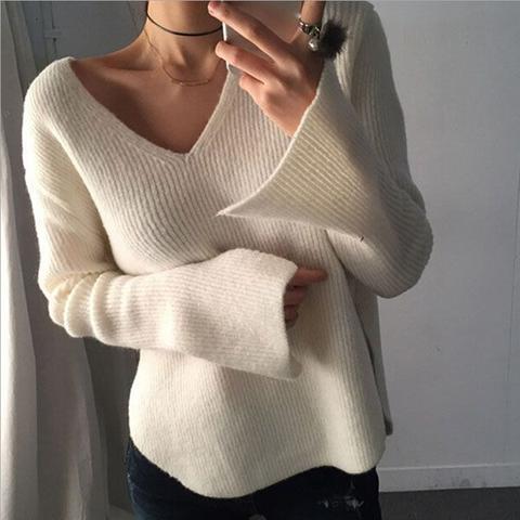 Regina V Neck Knit Top