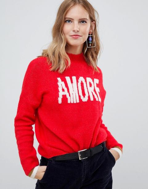 Only - Amore - Maglione Lavorato - Rosso