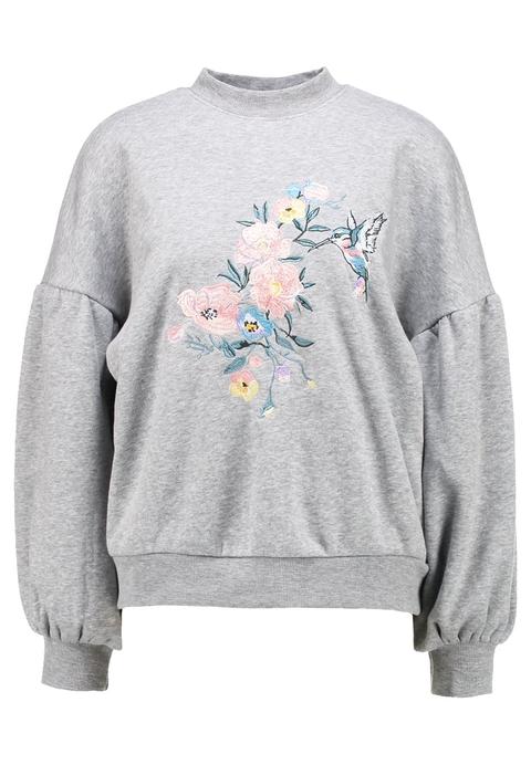 Even&odd Embroidered Sweatshirt Felpa Mottled Grey