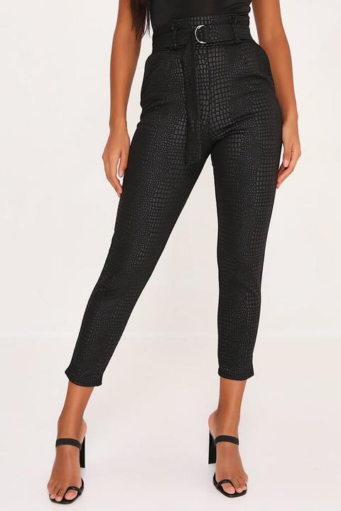 Black Snake Print D Ring Belted 