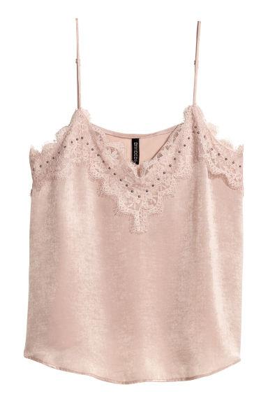 H & M - Top In Satin - Rosa