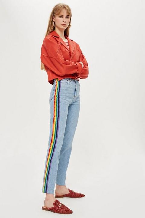 Jeans with rainbow store stripe