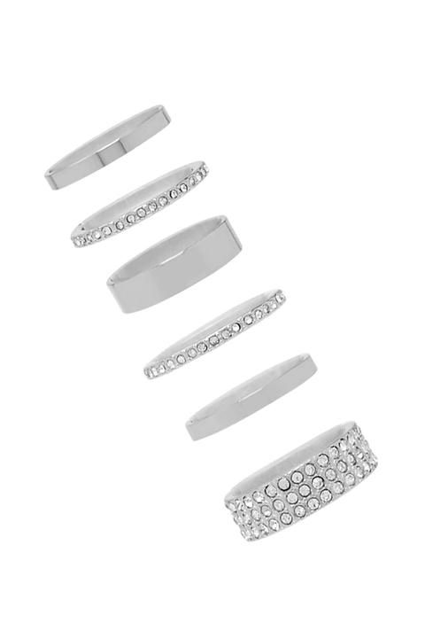 Rhinestone-studded Ring Set