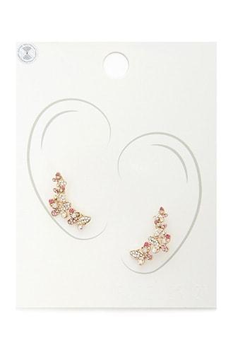 Forever 21 Rhinestone Butterfly Ear Pins Gold/pink