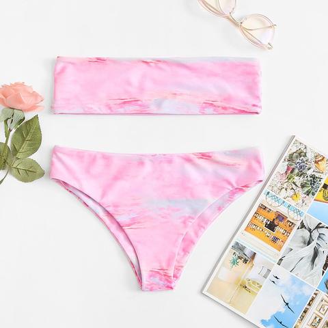 Set De Bikini Bandeau De Tie Dye