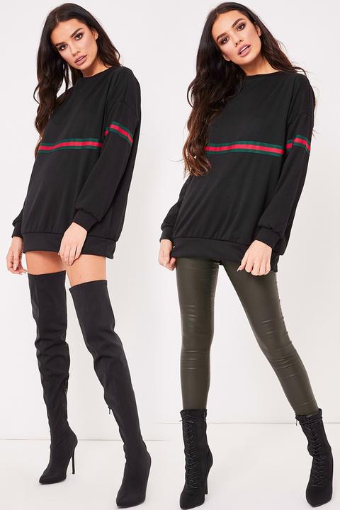 Jess Black Stripe Oversized Jumper