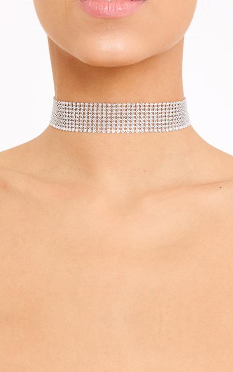 Rozlynn Silver Chainmail Choker