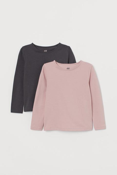 H & M - Maglie A Maniche Lunghe, 2 Pz - Rosa