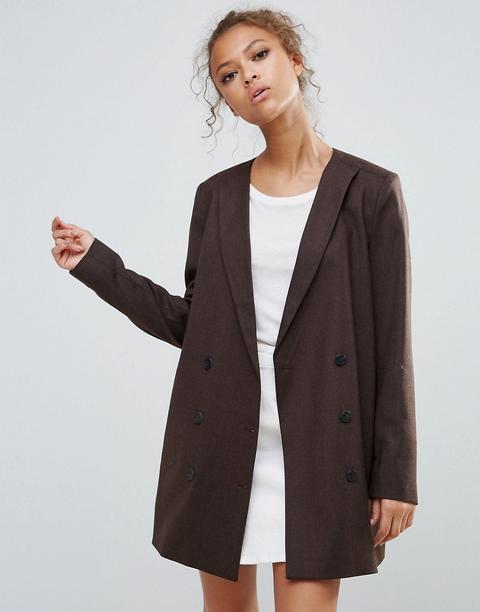 Selected - Valina - Blazer Doppiopetto In Misto Lana - Marrone