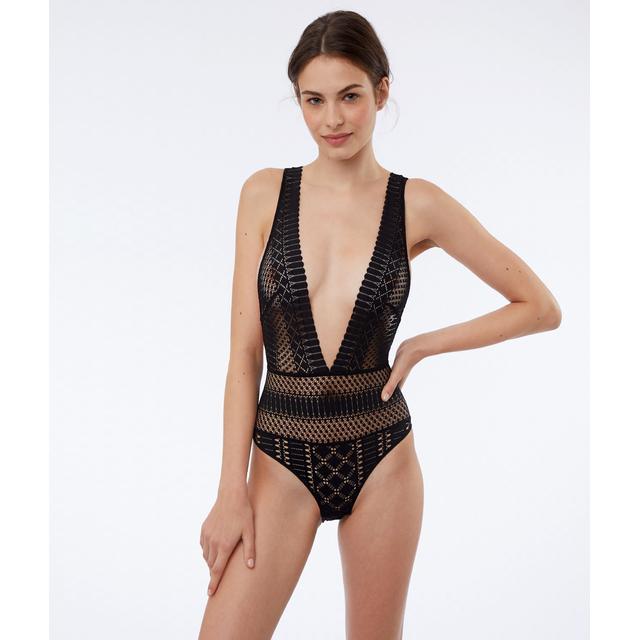 Openwork lace bodysuit