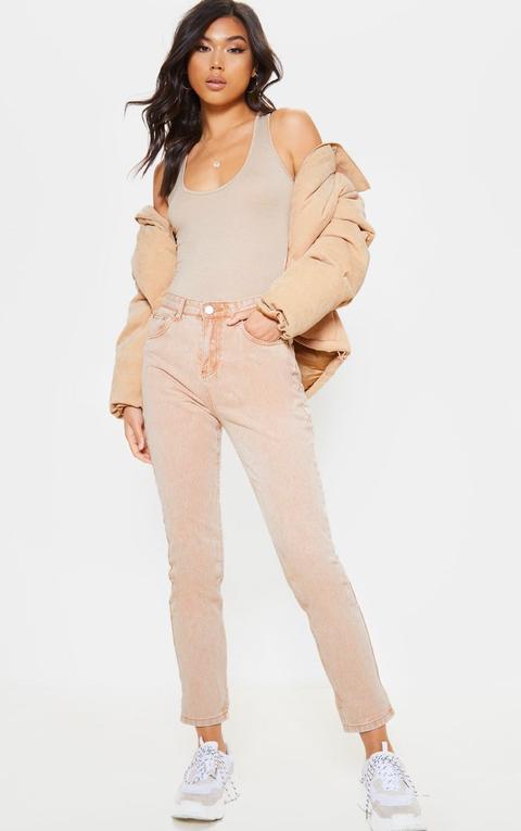 Washed Stone Straight Leg Jean