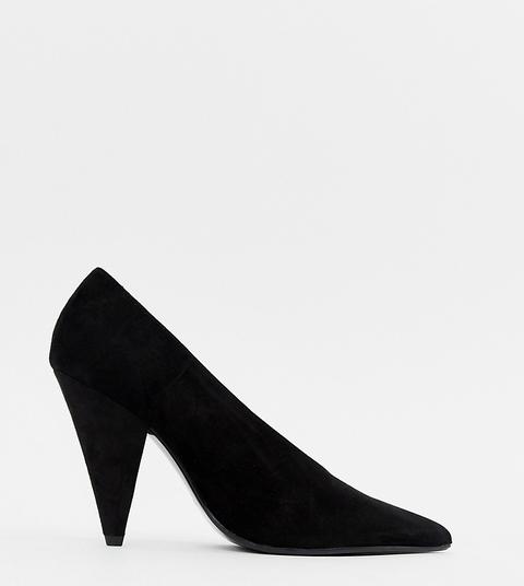 Zapatos Negros En Punta Con Tacón Cónico De Mango