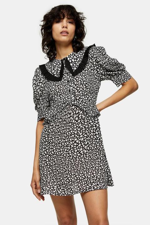 Star Print Collar Mini Tea Dress