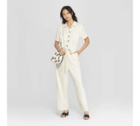 women's short sleeve utility jumpsuit