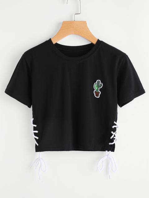 Lace Up Sides Cactus Patch Tee