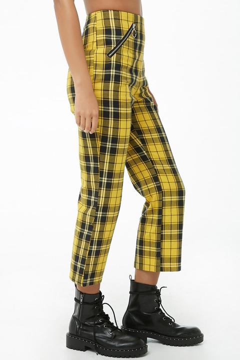 yellow and black plaid pants