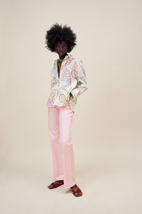 Camisa Estampada Con Lino