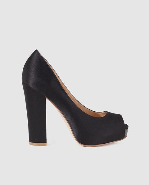 Peep Toes De Mujer Negros Con Tacón Alto