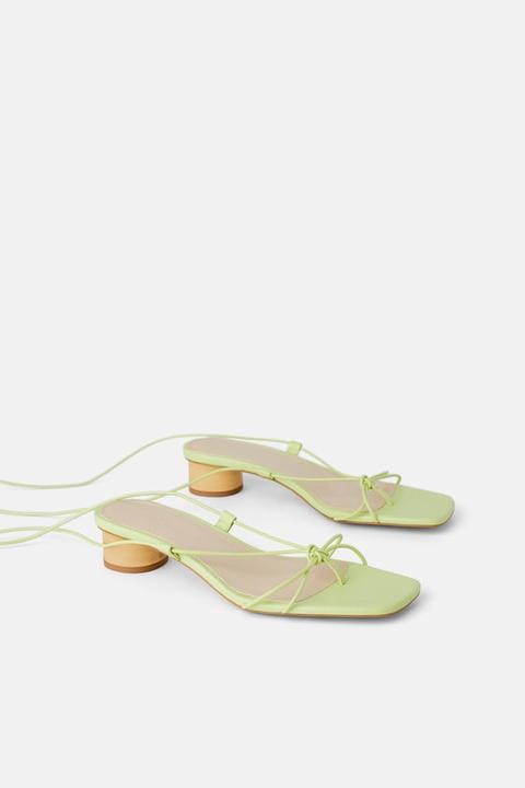 zara heeled leather sandals with thin straps