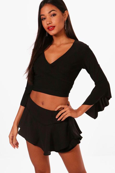 Ruffle Sleeve Wrap Front Top