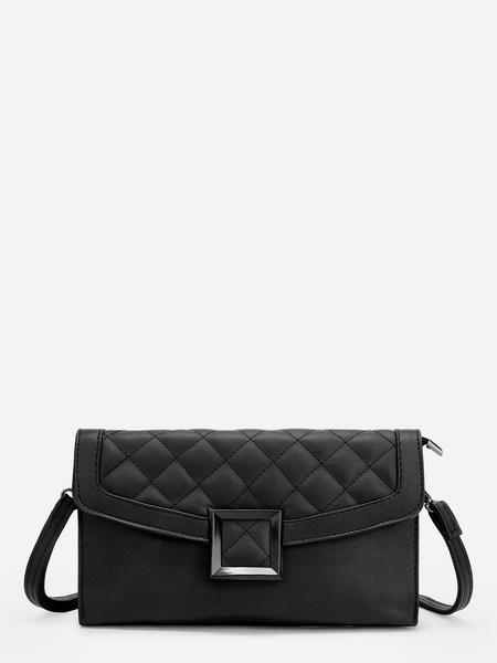 Quilted Detail Flap Clutch Bag