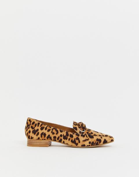 Asos Design Mile Flat Shoes In Leopard Print