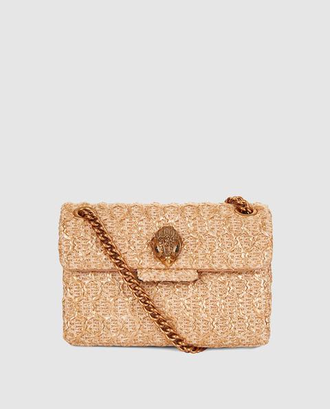 Kurt Geiger - Bandolera Mini De Mujer Kensington De Rafia En Camel Con Asa De Cadena