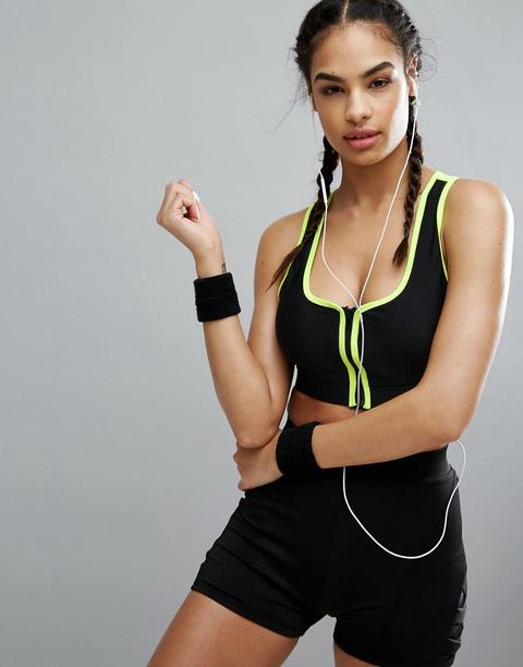 Missguided - Active - Reggiseno Sportivo Con Zip Davanti - Nero