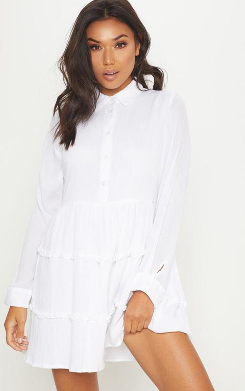 White Shirt Layer Frill Dress