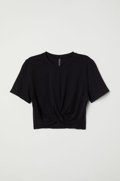 H & M - Top De Punto Con Nudo - Negro