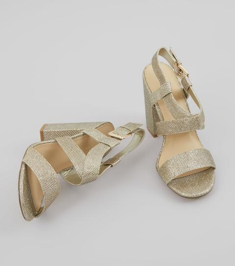 new look gold block heels