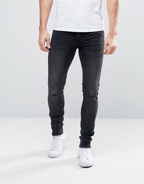 Cheap Monday - Jeans Uomo Effetto Spray Nero Cult Slavato - Nero