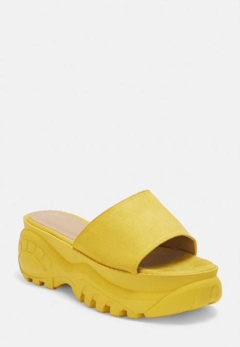 Yellow Chunky Trainer Sole Sandals, Yellow