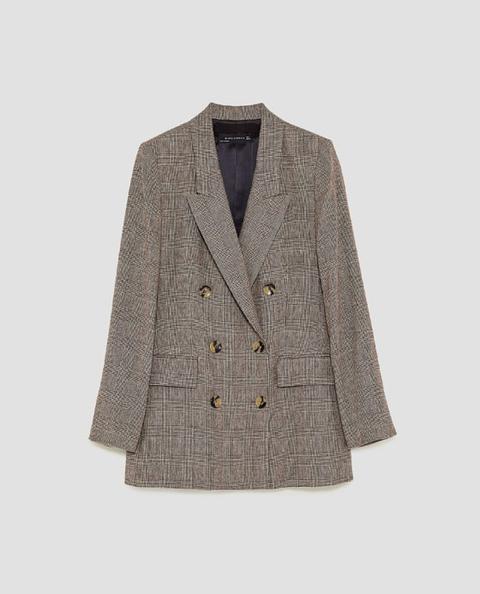 Checked Double-breasted Jacket