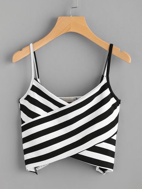 Striped Twist Front Crop Cami Top