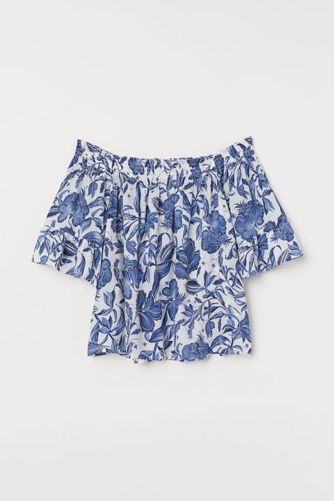 H & M+ Off-the-shoulder Blouse - Blue