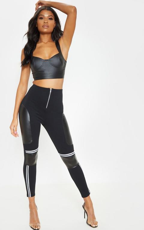 Black Motocross Panelled Trousers