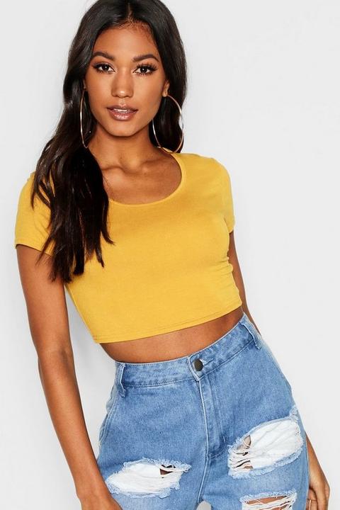 yellow crop top short sleeve