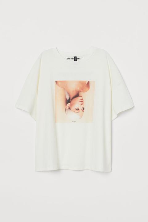 H & M+ T-shirt Mit Druck - White - Damen