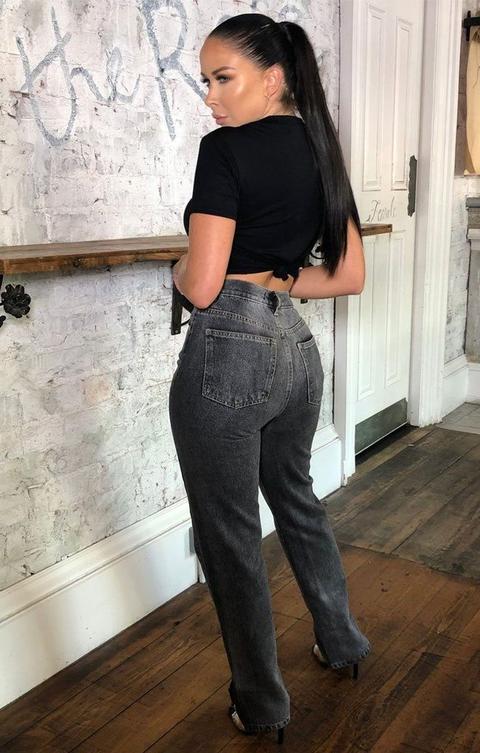 split jeans grey