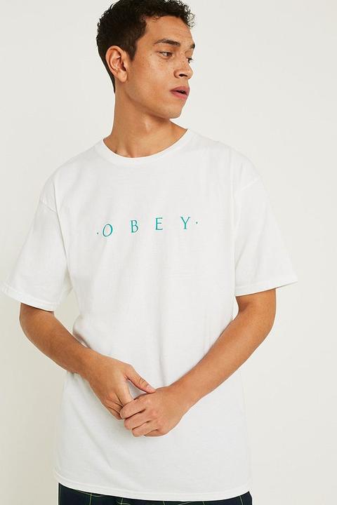 Obey - T-shirt Novel" In Weib Und Blaugrün - Herren M