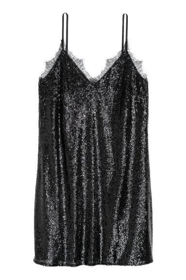 H & M - Abito Con Paillettes - Nero