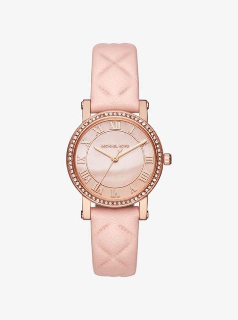 Orologio Petite Norie Tonalità Oro Rosa Con Pavé E Cinturino In Pelle