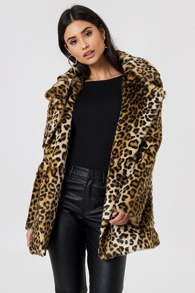 J.o.a. Faux Fur Coat - Brown,multicolor
