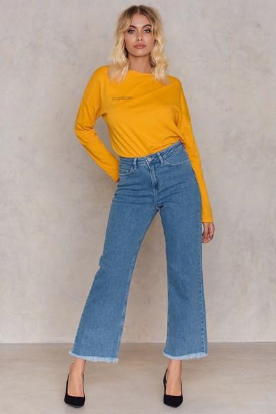 Na-kd Raw Hem Cropped Jeans - Blue