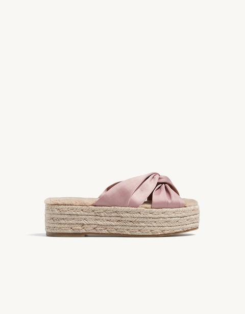 Flatform Raso Suola Pelliccia Rosa